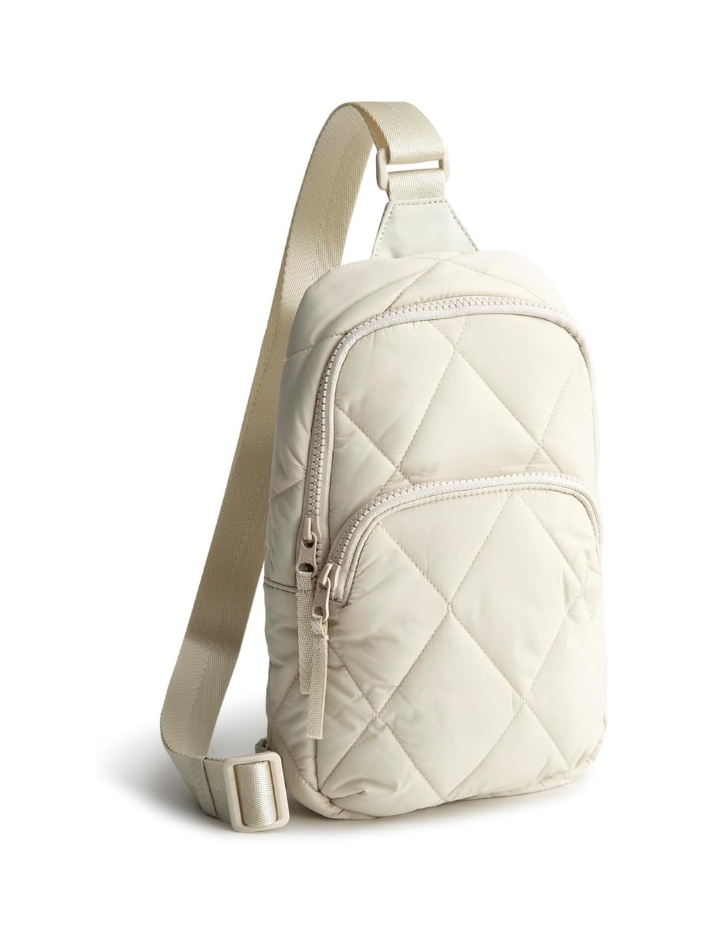 New Vera Bradley Lorman Quilted Sling Crossbody Bag - Pumice Stone Cream